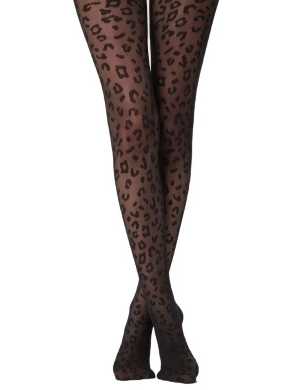 Women's Leopard Print Pattern Black Tights Pantyhose Stockings